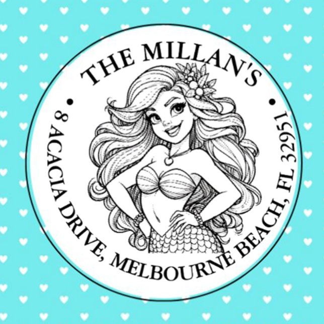 Cute Mermaid Party  theme Self-inking Stamp (perfect for adding fun and charm to notes, crafts, or gifts!)