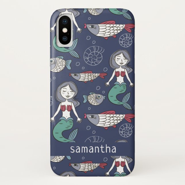 Cute Mermaid Pattern custom name phone cases (Back)