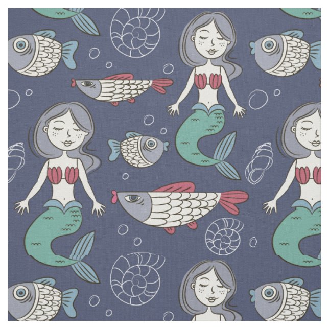 Cute Mermaid Pattern fabric (Swatch)