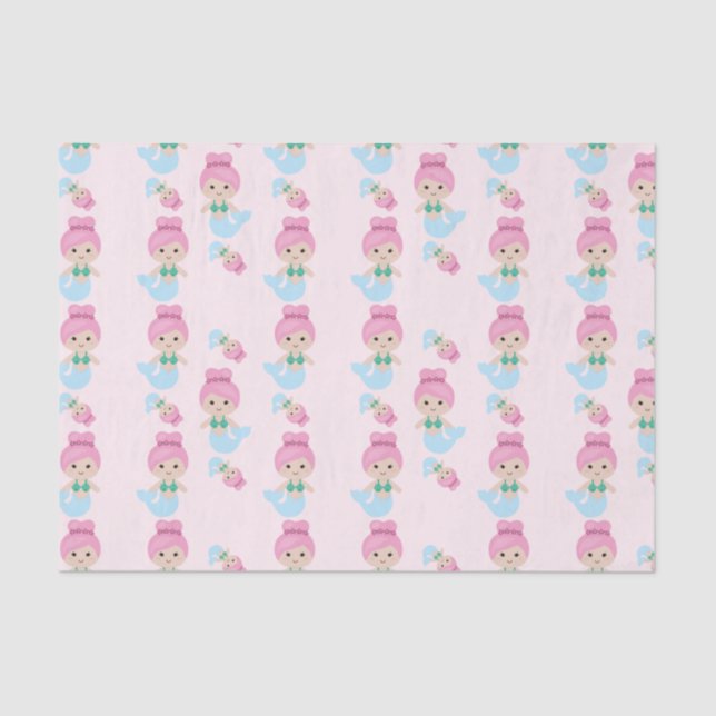 Cute mermaid pattern pink tissue paper (Front)