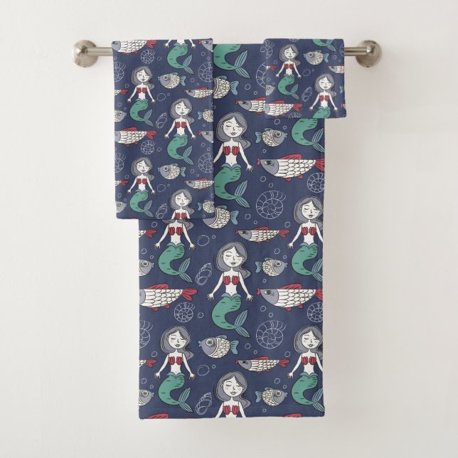 Cute Mermaid Pattern towel set (Insitu)