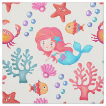 Cute Mermaid Pattern Underwater Theme Nursery