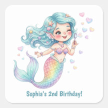 Cute Mermaid Personalised Name and Age Birthday