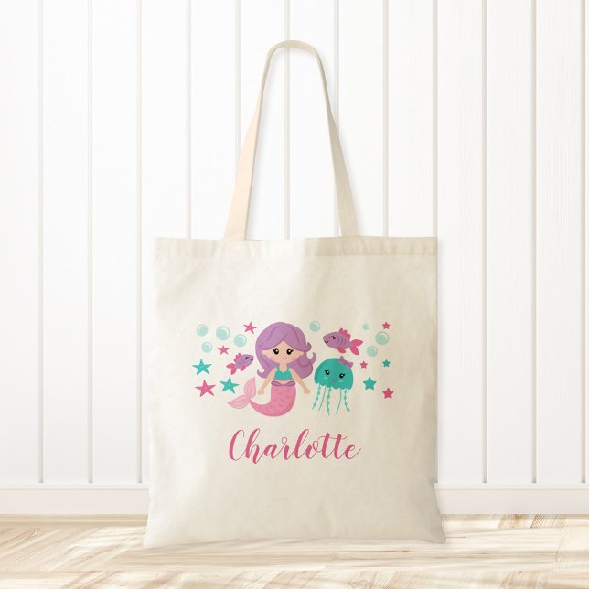 Cute Mermaid Personalised Tote Bag (Creator Uploaded)