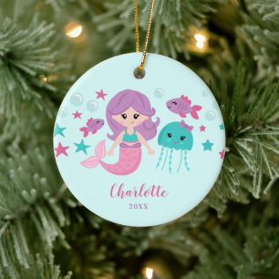 Cute Mermaid Personalized Girl Ceramic Tree Decoration