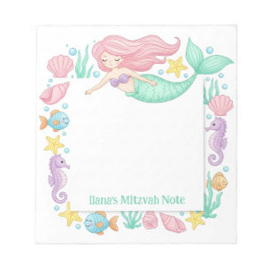 Cute Mermaid Personalized Mitzvah Notepad