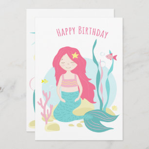    Cute Mermaid Pink and Mint Birthday for Girl