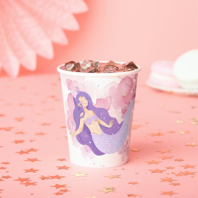Cute Mermaid Pink Under the sea for little Girls  Paper Cups (Insitu)