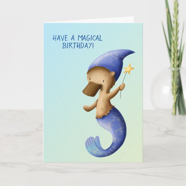 Cute Mermaid Platypus Birthday Card (Front)