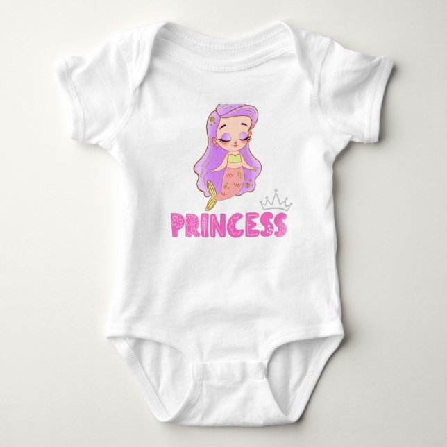 Cute Mermaid princess Baby Bodysuit (Front)