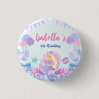 Cute Mermaid Rainbow Watercolor Birthday party