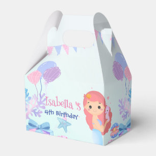 Cute Mermaid Rainbow Watercolor Birthday party  Favour Box