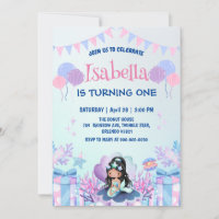 Cute Mermaid Rainbow Watercolor Birthday party 