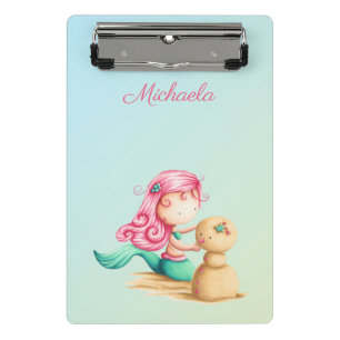Cute Mermaid Sand Snowman Mini Clipboard