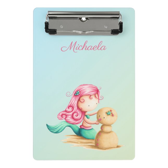 Cute Mermaid Sand Snowman Mini Clipboard (Front)