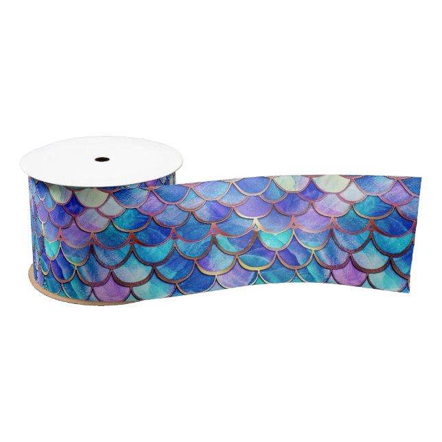 Cute Mermaid Scales Pattern Girls Birthday Satin Ribbon (Spool)
