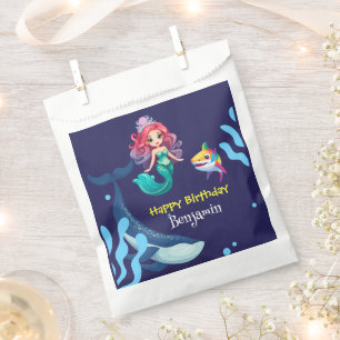 Cute Mermaid shark Whale rainbow colourful birthda Favour Bags