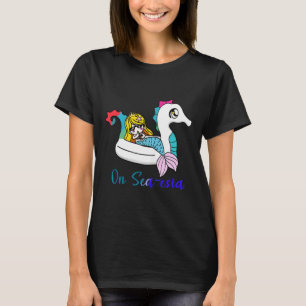 Cute Mermaid Summer Sea-esta Funny Beach Vacation T-Shirt