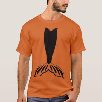 Cute Mermaid Tail Outline SIlohouette With Fish Fi T-Shirt