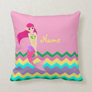 Cute Mermaid Throw Pillow 16" x 16"