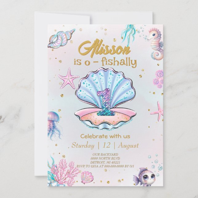 Cute mermaid Under the Sea Birthday party Invitation (Front)