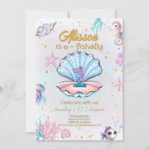 Cute mermaid Under the Sea Birthday party Invitation
