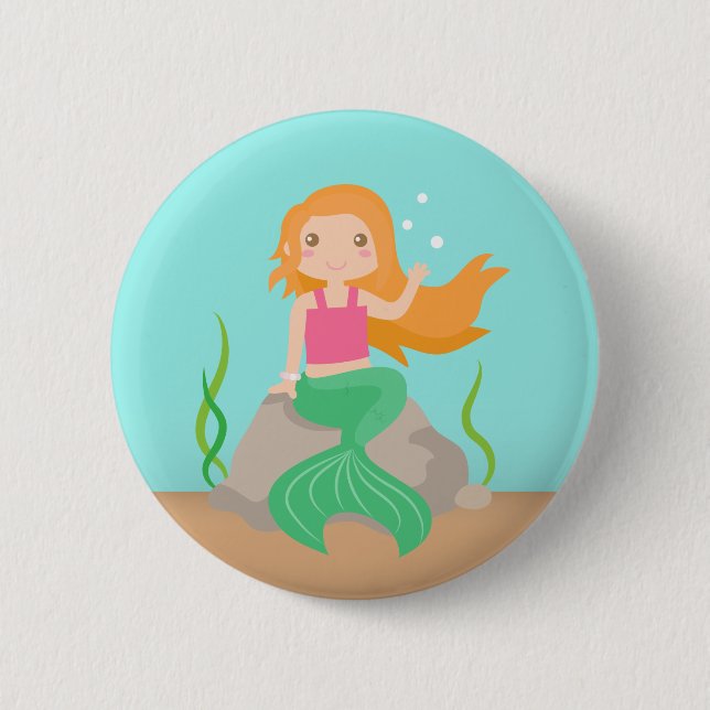 Cute Mermaid under the sea, for Girls 6 Cm Round Badge (Front)