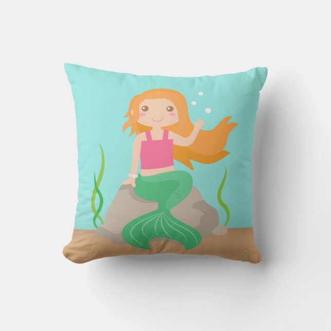 Cute Mermaid under the sea, for Girls Cushion (Front)