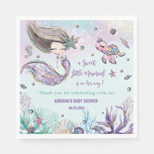 Cute Mermaid Under the Sea Girl Baby Shower Party Napkin