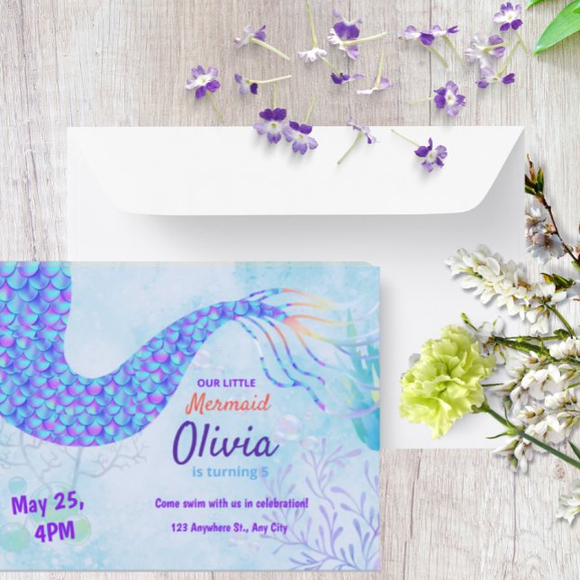 Cute Mermaid Under the sea magical Birthday Invitation (Creator Uploaded)