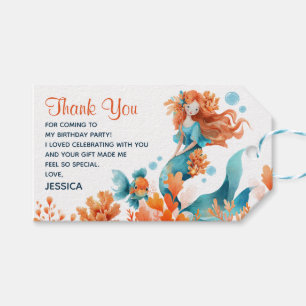 Cute Mermaid Watercolor Kids' Birthday Thank You  Gift Tags