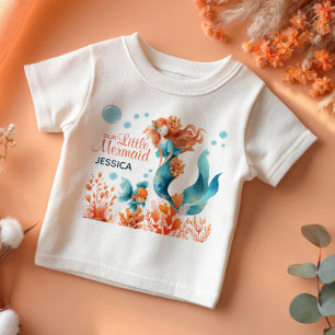 Cute Mermaid Watercolor Under The Sea Girl Name  Baby T-Shirt
