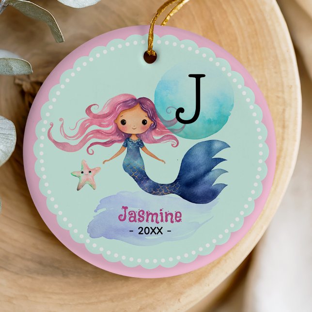 Cute mermaid whimsical christmas keepsake present  ceramic tree decoration (Creator Uploaded)