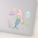 Cute Mermaid Whimsical Girly Personalised Name<br><div class="desc">Cute Mermaid Whimsical Girly Personalised Name Stickers Labels features a cute mermaid with your personalised name. Personalise by editing the text in the text box provided. Perfect for water bottles,  birthday party favours and gifts. Designed by ©Evco Studio www.zazzle.com/store/evcostudio</div>