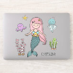 Cute Mermaid Whimsical Girly Personalised Name<br><div class="desc">Cute Mermaid Whimsical Girly Personalised Name Stickers Labels features a cute mermaid with your personalised name. Personalise by editing the text in the text box provided. Perfect for water bottles,  birthday party favours and gifts. Designed by ©Evco Studio www.zazzle.com/store/evcostudio</div>
