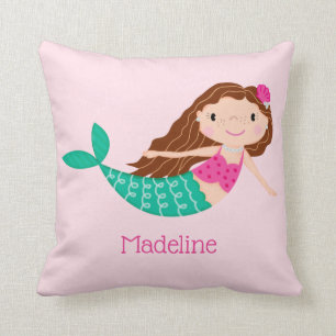 Cute Mermaid Whimsical Pink Personalised Cushion