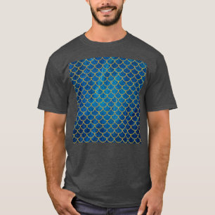 Cute Mermaid With Blue Marble Pattern T-Shirt