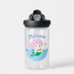 Cute Mermaid with Pink Hair Personalised Water Bottle<br><div class="desc">Adorable cartoon art of a mermaid with pink hair and blue eyes. Personalised kid's water bottle.</div>