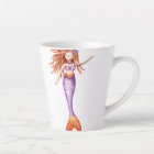 Cute Mermaid with Red Hair Purple Orange Tail