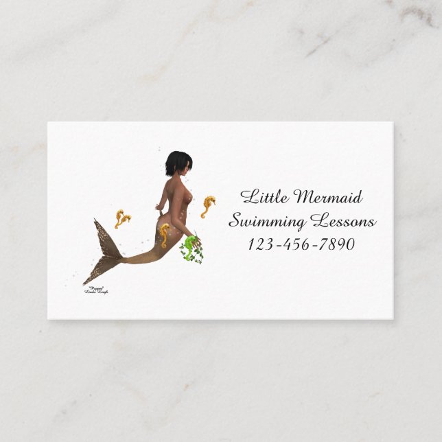 Cute Mermaid With Seahorses Business Card (Front)