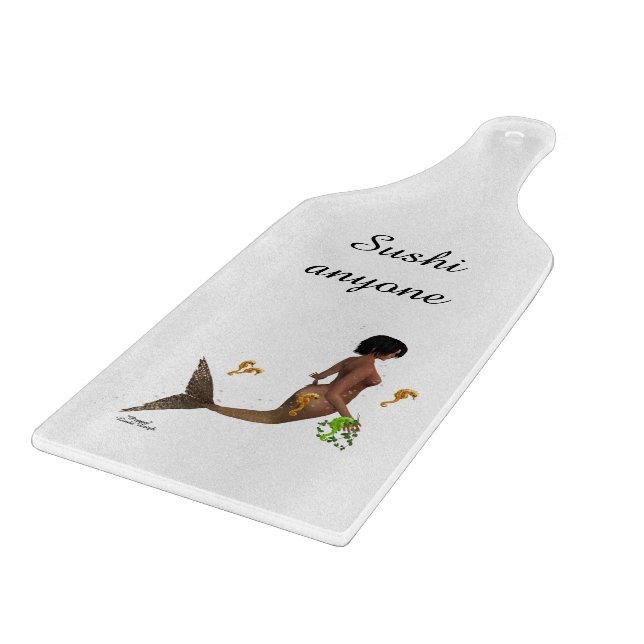 Cute Mermaid With Seahorses Paddle Cutting Board (Corner)