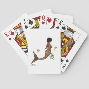 Cute Mermaid With Seahorses Playing Cards