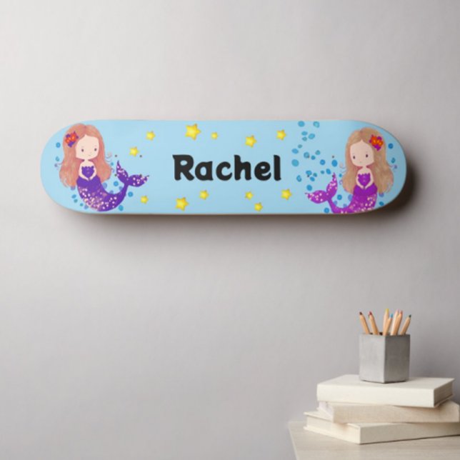 Cute Mermaids Add Name Skateboard (Creator Uploaded)
