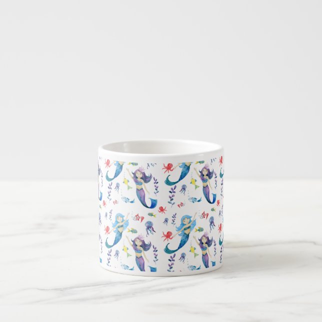 Cute Mermaids Under the Sea Espresso Cup (Front)