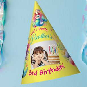  Cute Mermaids Under the Sea Photo Kids Birthday  Party Hat