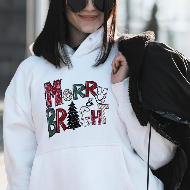 Cute Merry And Bright Colourful Christmas Womens Hoodie (Creator Uploaded)