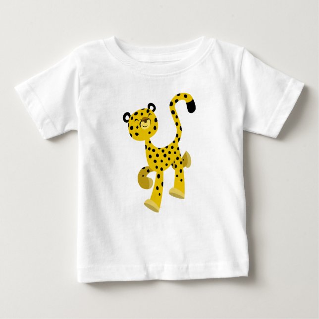 Cute Merry Cartoon Cheetah Baby T-Shirt (Front)
