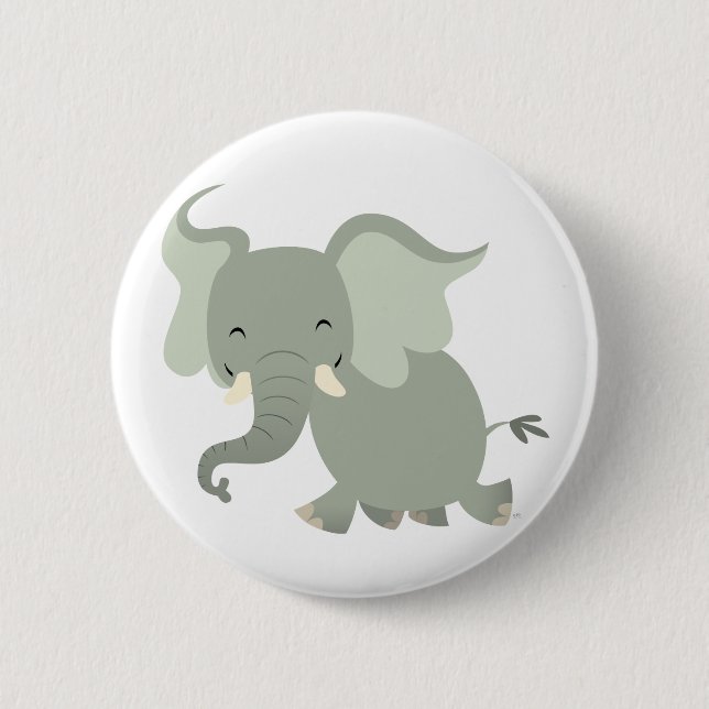 Cute Merry Cartoon Elephant Button Badge (Front)