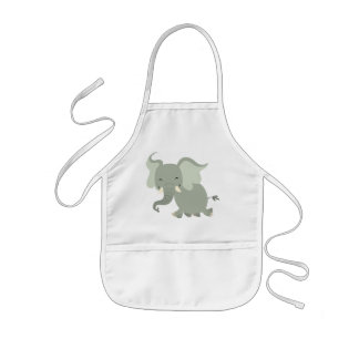 Cute Merry Cartoon Elephant Children Apron