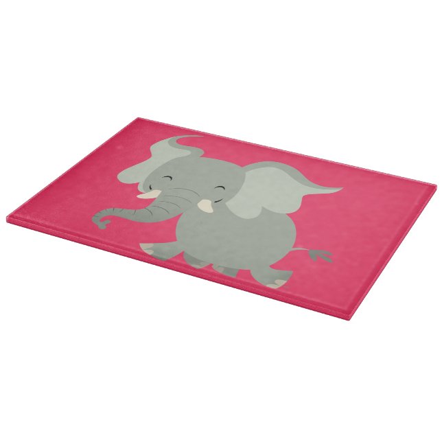 Cute Merry Cartoon Elephant Cutting Board (Corner)